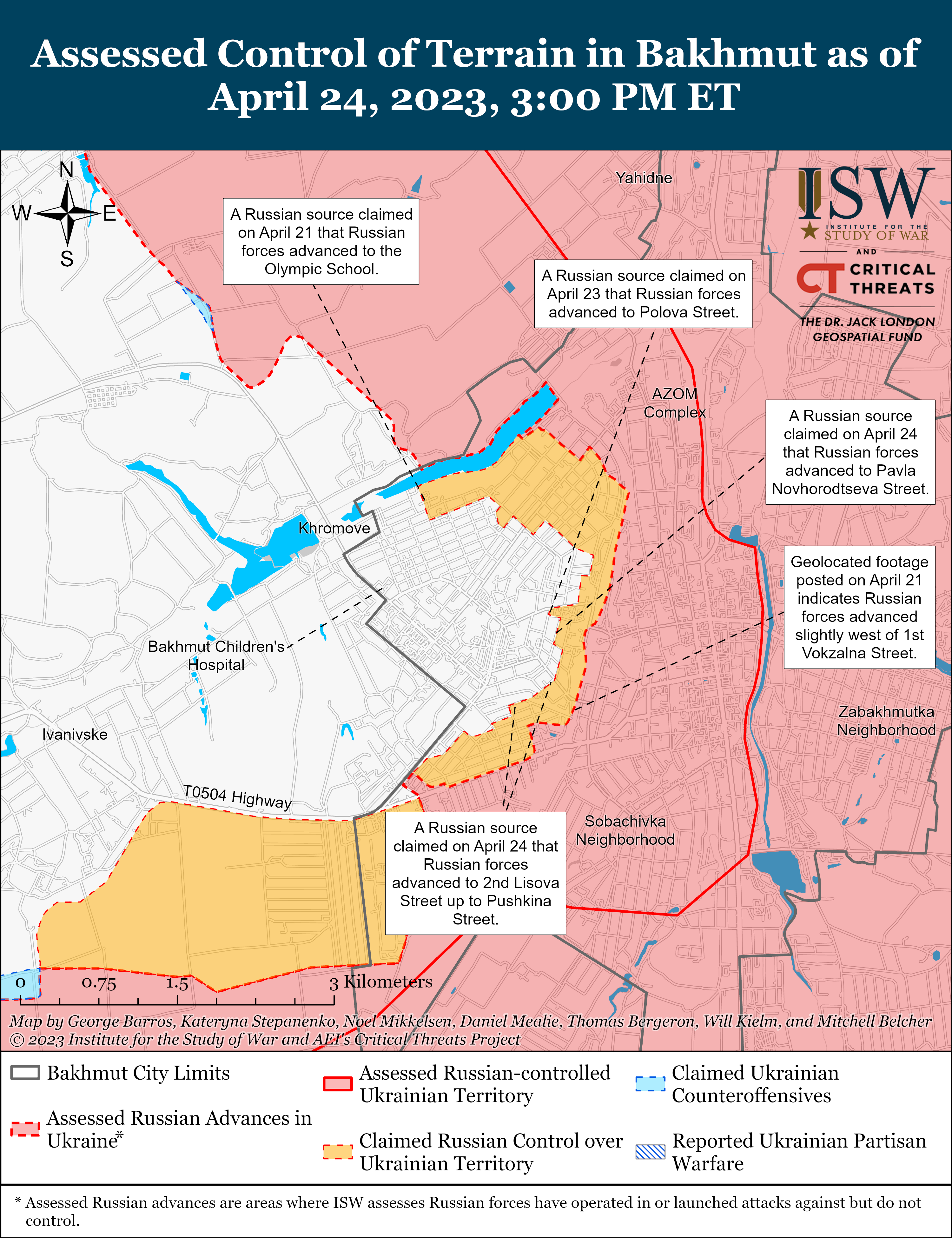 Карти боїв ISW. Ситуація в Бахмуті. / © 