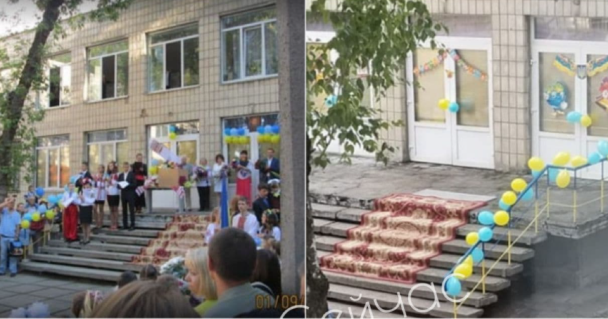 У Києві сходи до школи устелили килимом