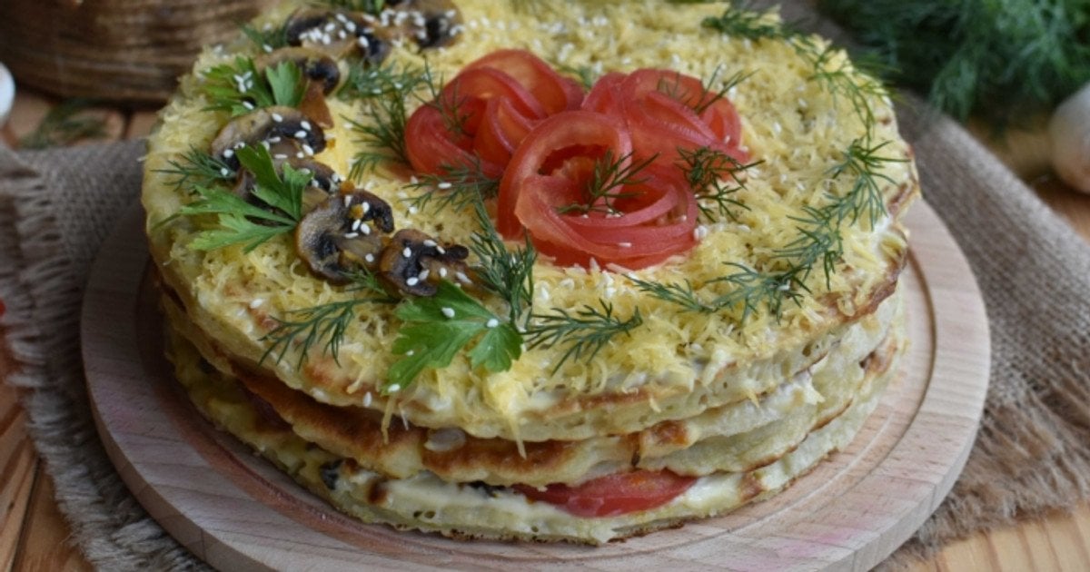 Закусочный торт из кабачков