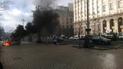 Возмущенные работой Uber таксисты жгут шины под КГГА