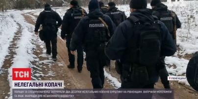 В Ровенской области полиция задержала два десятка копателей янтаря, которые работали нелегально