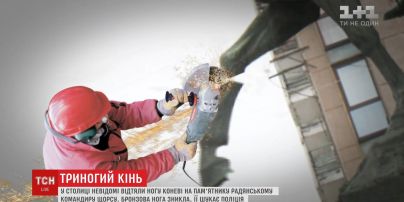 Неизвестные отрезали ногу лошади на памятнике советского командира Щорса в Киеве