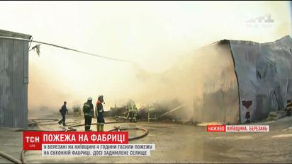 Одинадцять одиниць техніки з різних районів Київщини гасили пожежу на фабриці в Березані