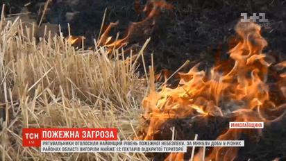 Самый высокий уровень пожарной опасности объявлен на Николаевщине