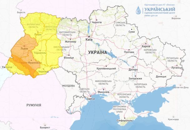 Предупреждение об опасных метеорологических явлениях в Украине