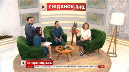 В гостях "Сніданку з 1+1" тренеры команд "Лиги смеха" Елена Кравец и Игорь Ласточкин