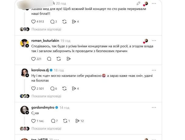 Реакція на поведінку Лоліти Мілявської