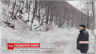 На Закарпатті гірські лавини заблокували рух транспорту на місцевих дорогах