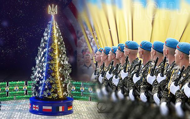 Біля ялинки на Софійській площі можна буде підтримати ЗСУ донатами в обмін на новорічну іграшку / колаж ТСН.ua / ©