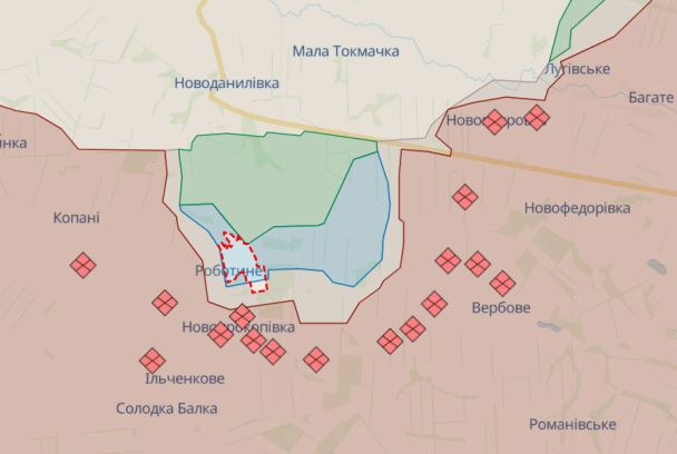 Роботино Запорожской области на карте: ФОТО: deepstatemap