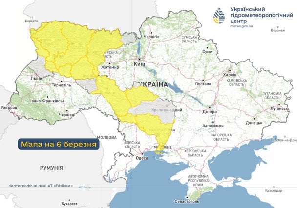 Попередження про підтоплення  / © Укргідрометцентр
