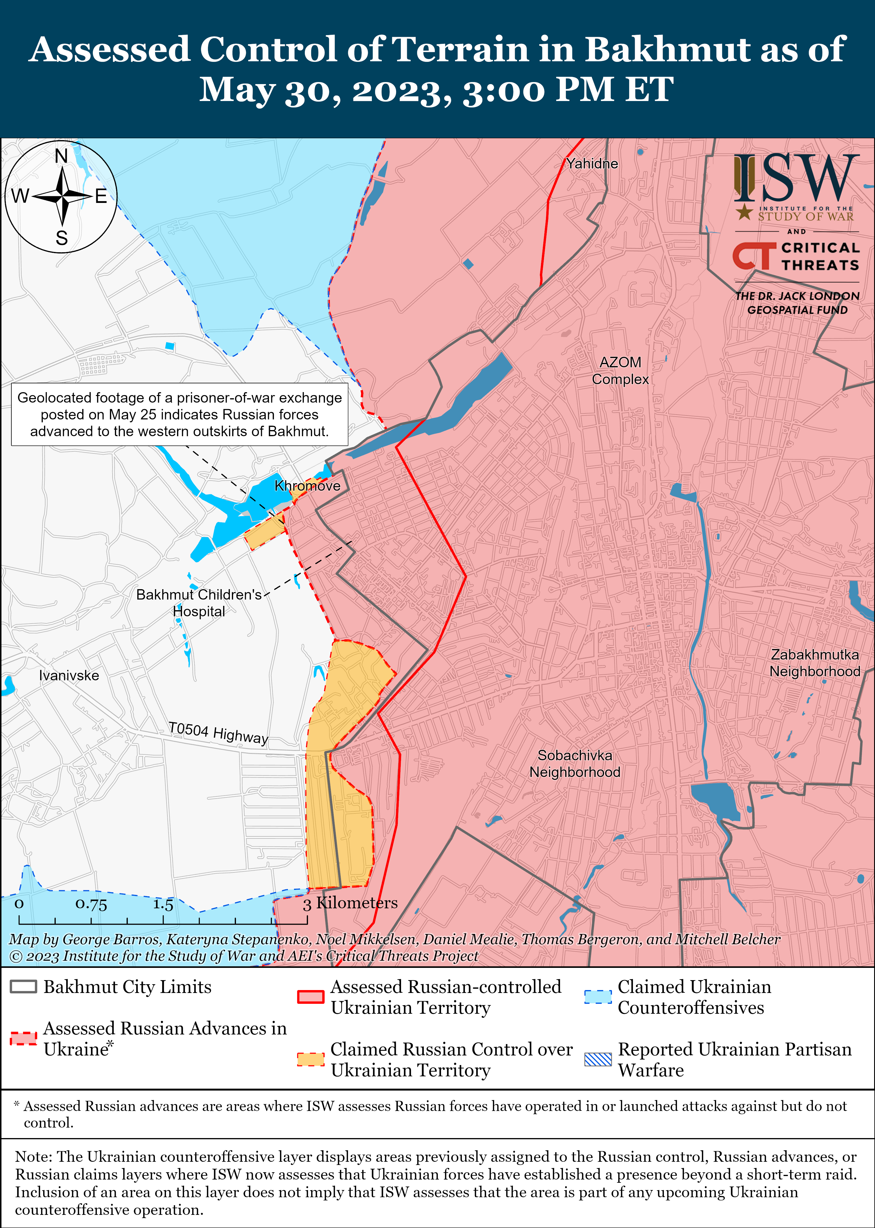 Ситуація в Бухмуті. Карта боїв ISW. / © 