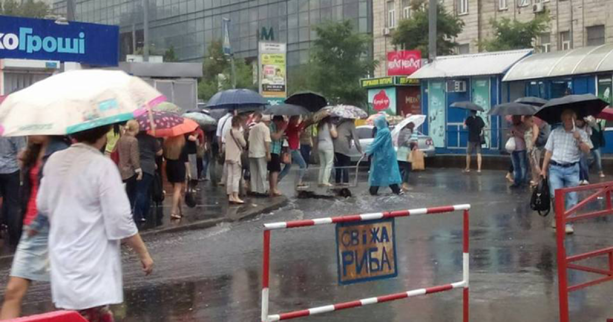 За переправу через лужу мужчине платят гривну / © facebook.com/Андрей Швачко