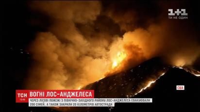 Через лісові пожежі у Лос-Анджелесі заборонили рух 20-кілометровою ділянкою шосе