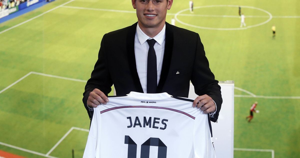 Хамес Родрігес під час свого представлення на "Сантіаго Бернабеу"