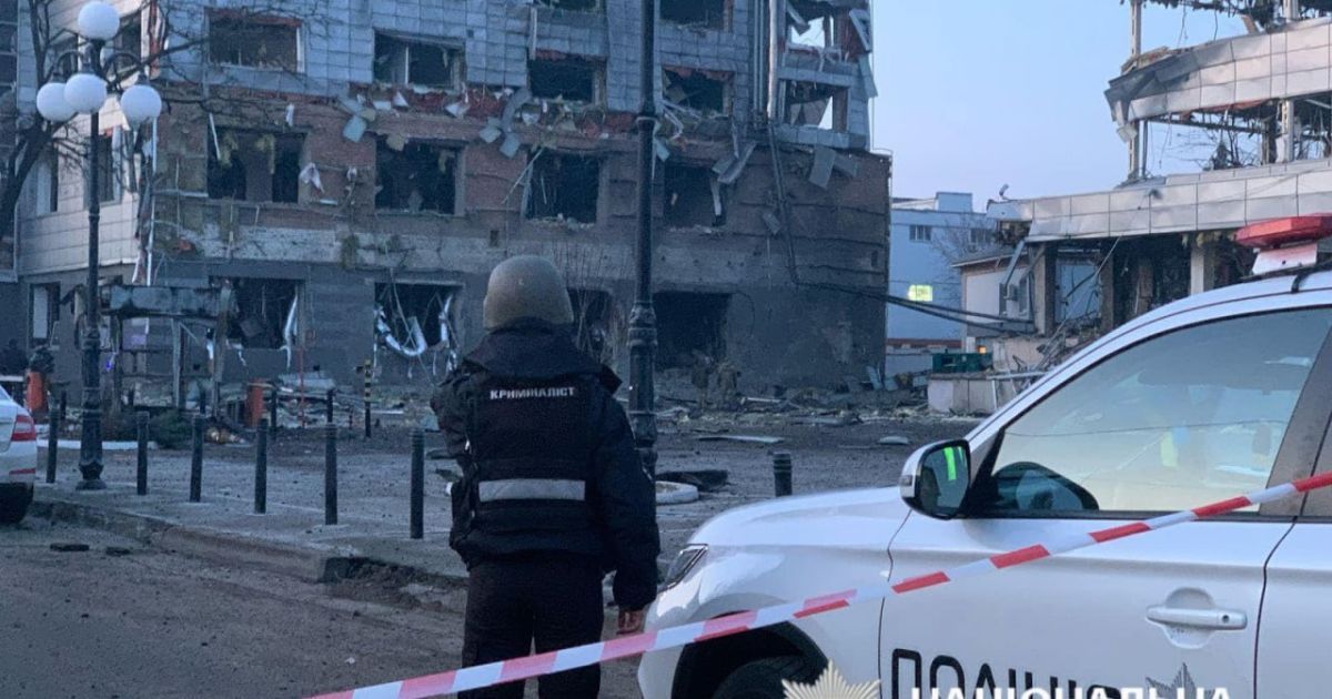 Последствия атаки на Киев 12 февраля/Фото: Национальная полиция