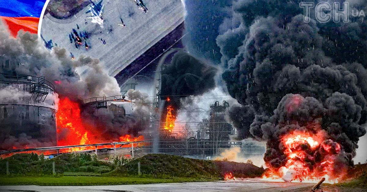 Удари України по НПЗ в тилу РФ. Колаж ТСН.ua