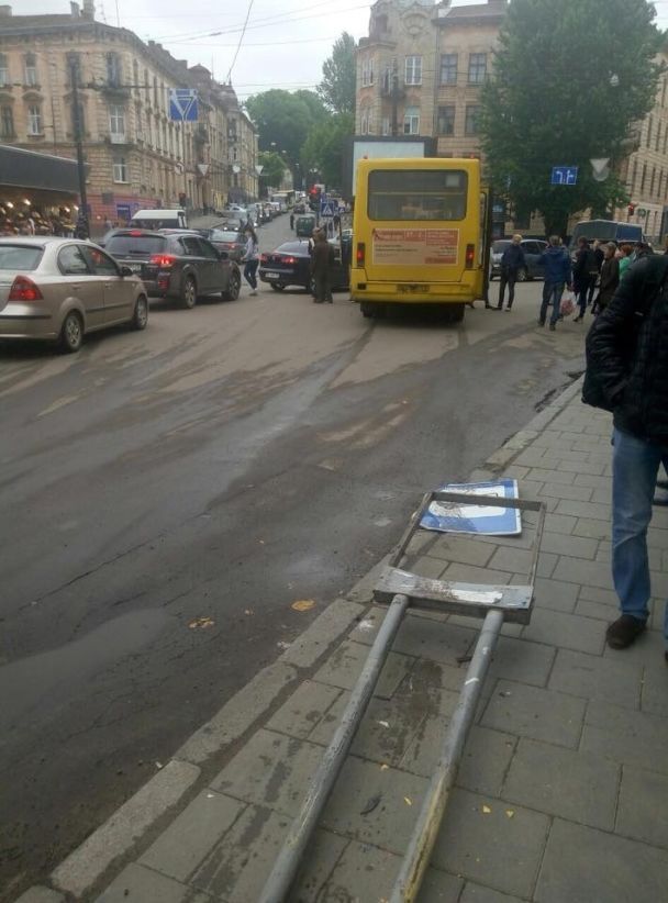 Рух транспортного засобу зупинили декілька дорожніх знаків / © "Варта 1"