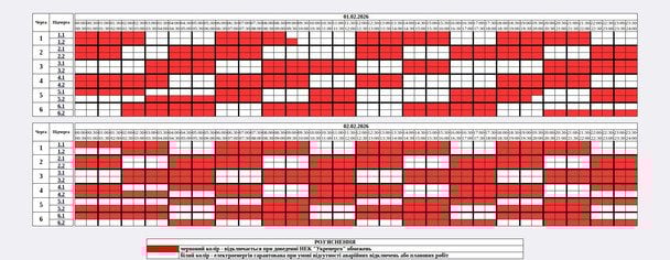 Графік відключення світла в Житомирській області / © ДТЕК