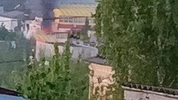 Пожежа на місці удару дрона в Орловській області