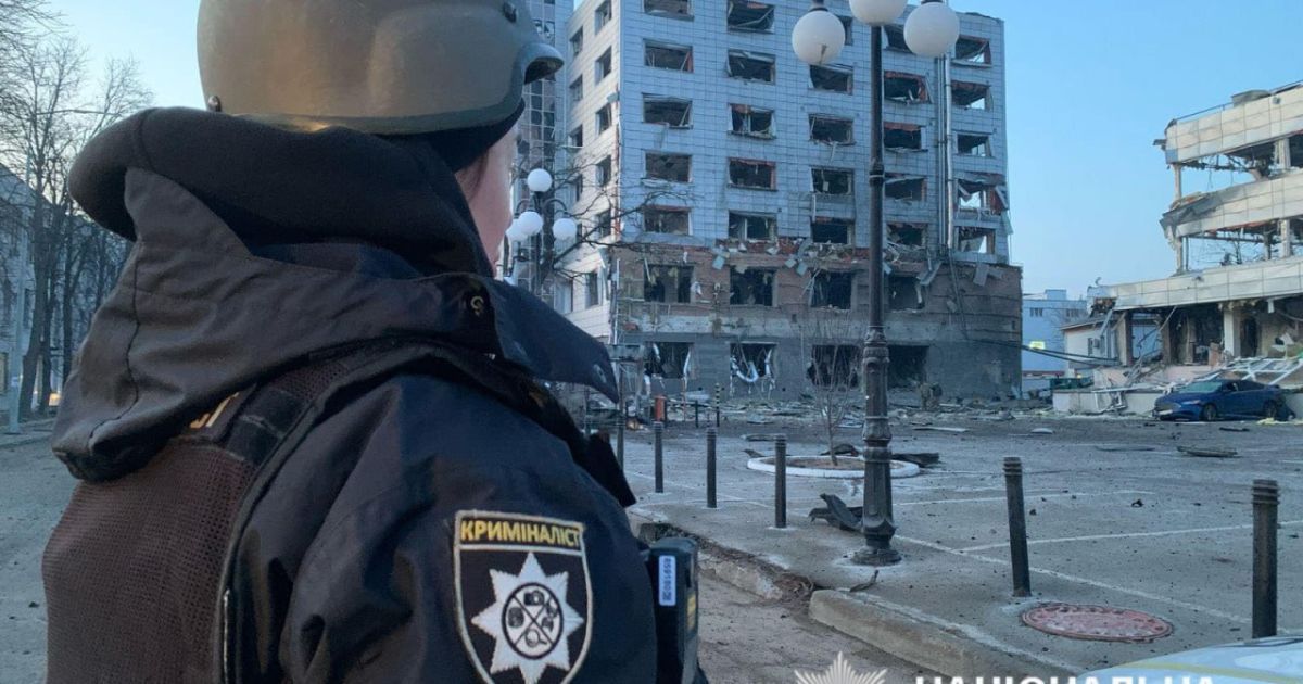 Последствия атаки на Киев 12 февраля/Фото: Национальная полиция