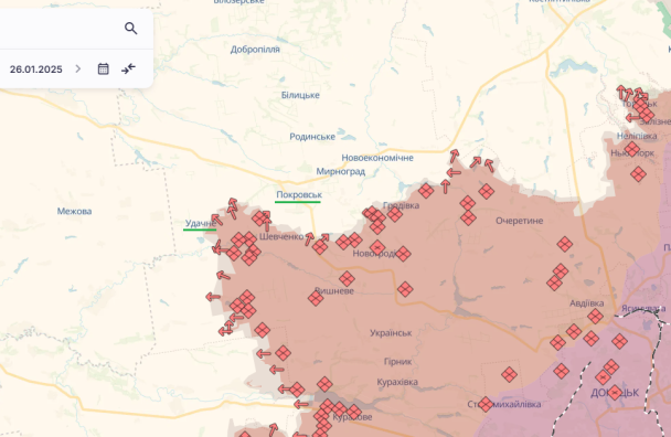 Покровск и Удачное на карте / © Deepstatemap