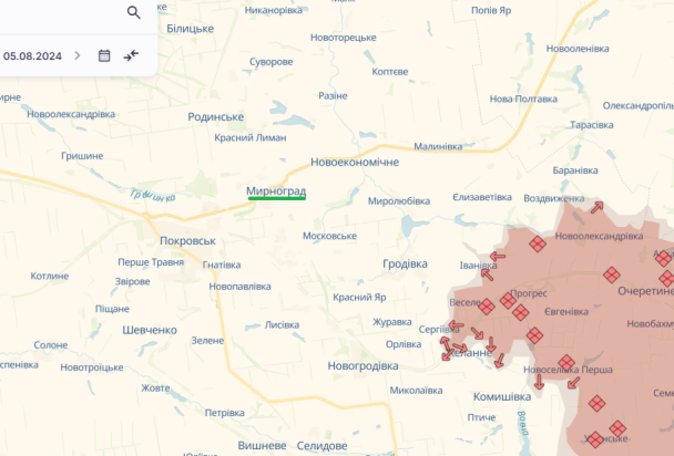 Мирноград на карті / © Deepstatemap