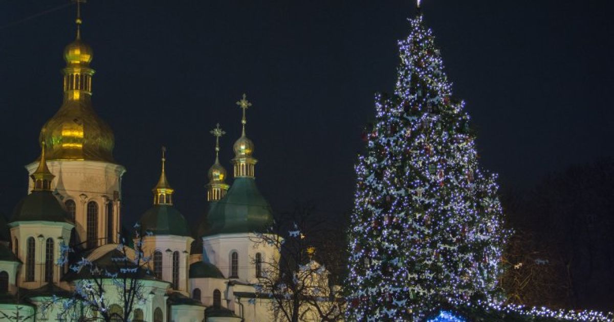 У Києві засяяла прекрасна 24-метрова ялинка / © УНІАН