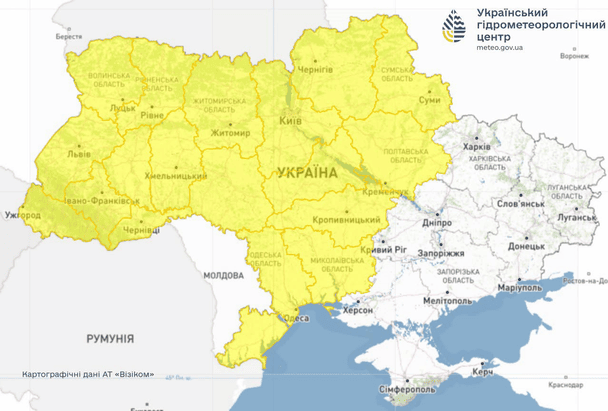 Мапа погоди 13 липня / © Укргідрометцентр