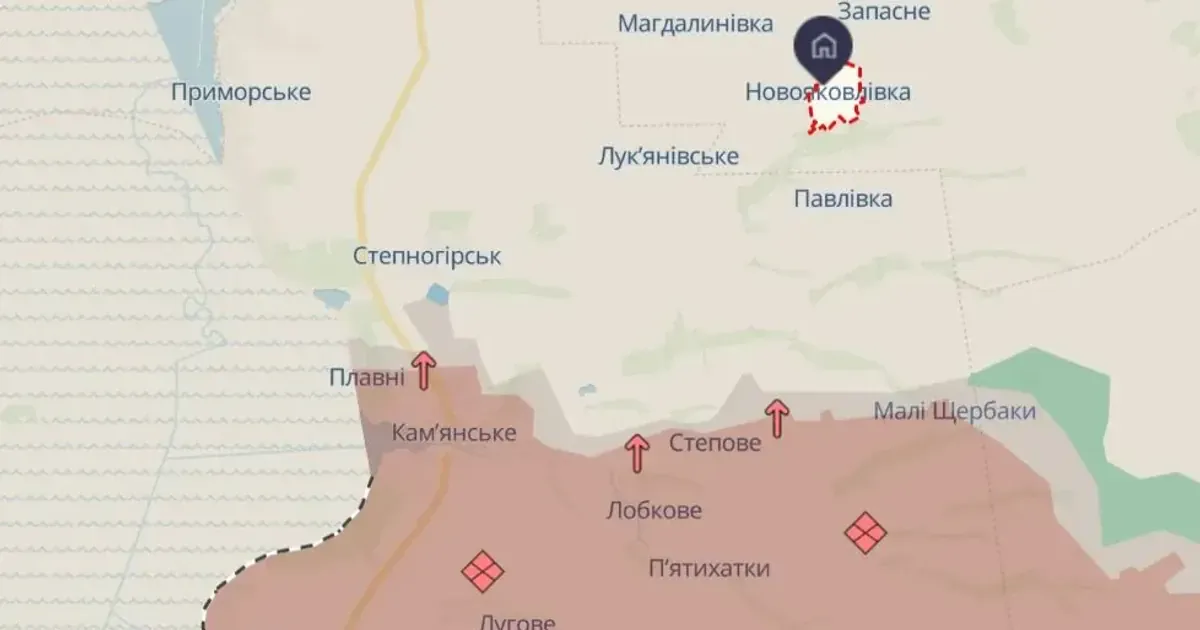 Village of Novoyakovlivka on the map