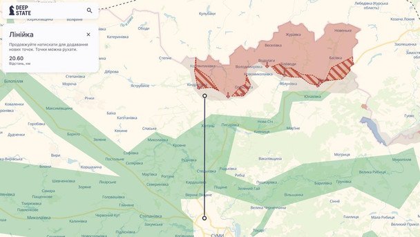  Суми – під загрозою ударів FPV-дронів. DeepState.
