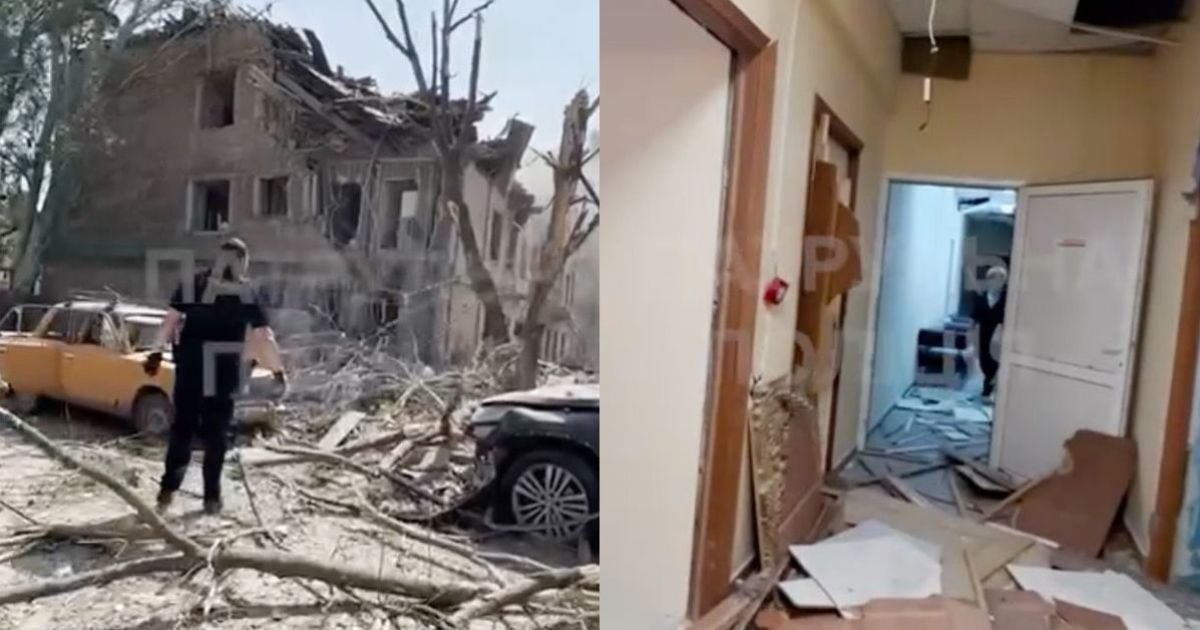 Video footage has appeared from Dnipro showing the first moments after the attack on the polyclinic. / Collage: TSN.ua