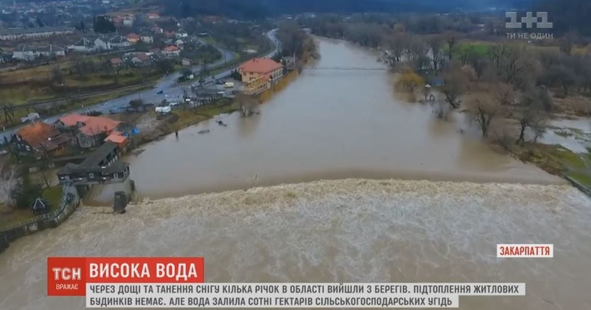В Сети показали масштабы подтопленных дорог и полей на Закарпатье
