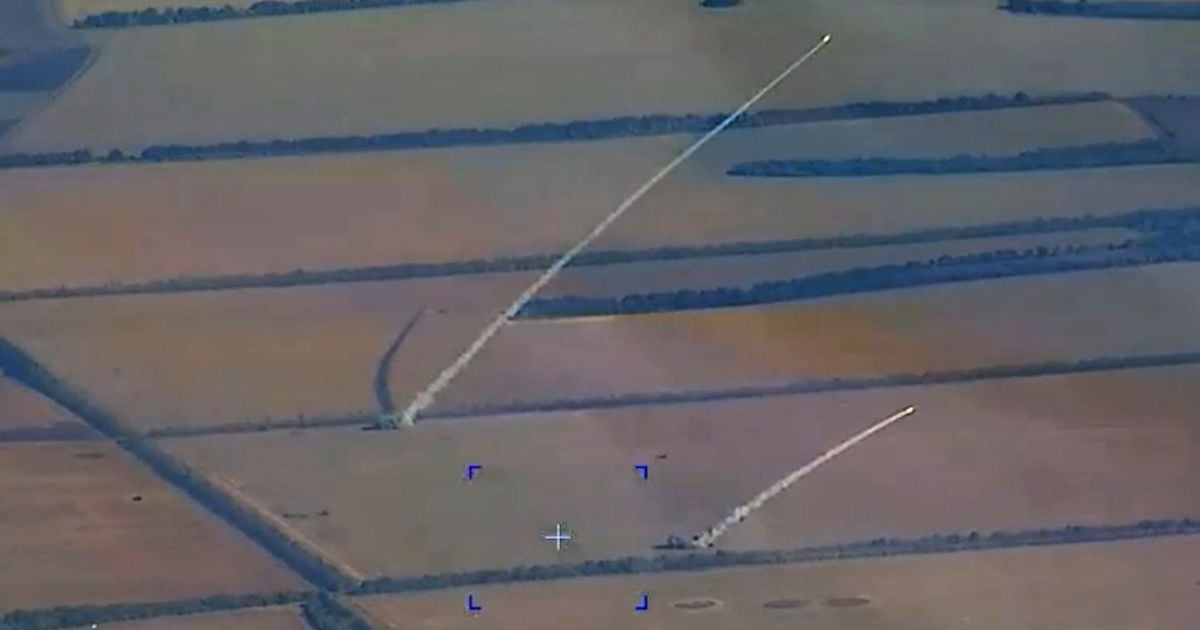 Бойова робота ЗРК Patriot по балістичних ракетах 9 жовтня 2024 року, скриншот з камери ворожого дрона