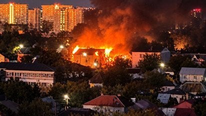 Пожежа у Воронежі внаслідок атаки у ніч проти 26 жовтня