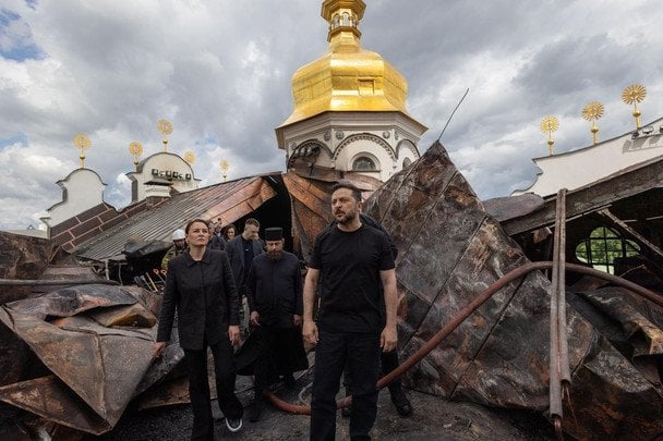 Володимир Зеленський та наслідки атаки на Києво-Печерську лавру / © Офіс президента України