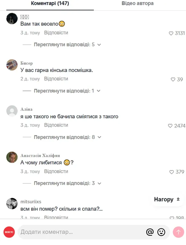 Коментарі під повідомленням Арбузової про візит на могилу Гіги / © скриншот
