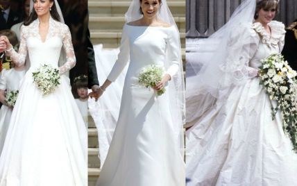 Три прекрасные невесты: Диана, Кэтрин и Меган в свадебных платьях