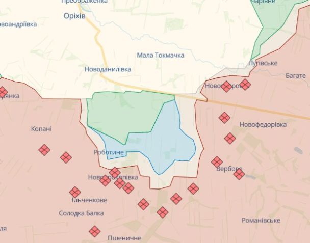 Карта боев Роботино. https://deepstatemap.live/