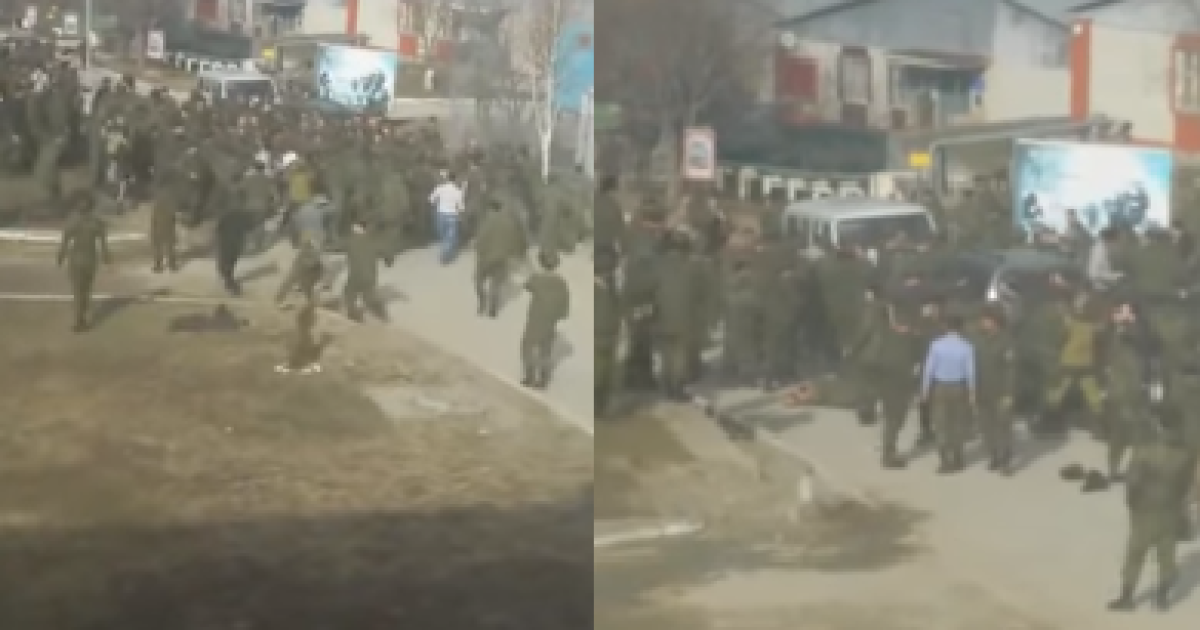 В драке принимали участие десятки военных
