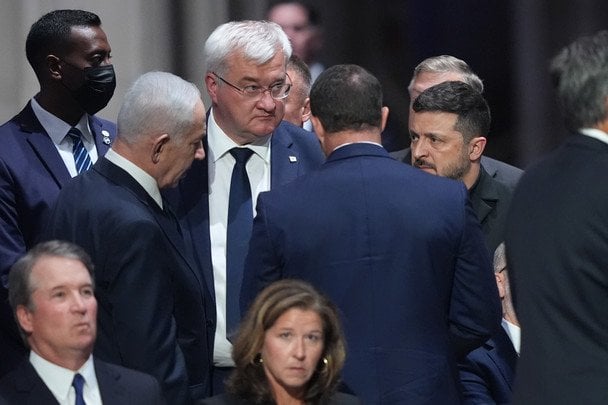 WP:  Зеленський і Нетаньягу  обмінялися різкими репліками на похороні Грема