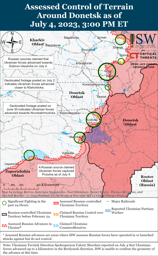 Бої на Донбасі. Карта ISW.