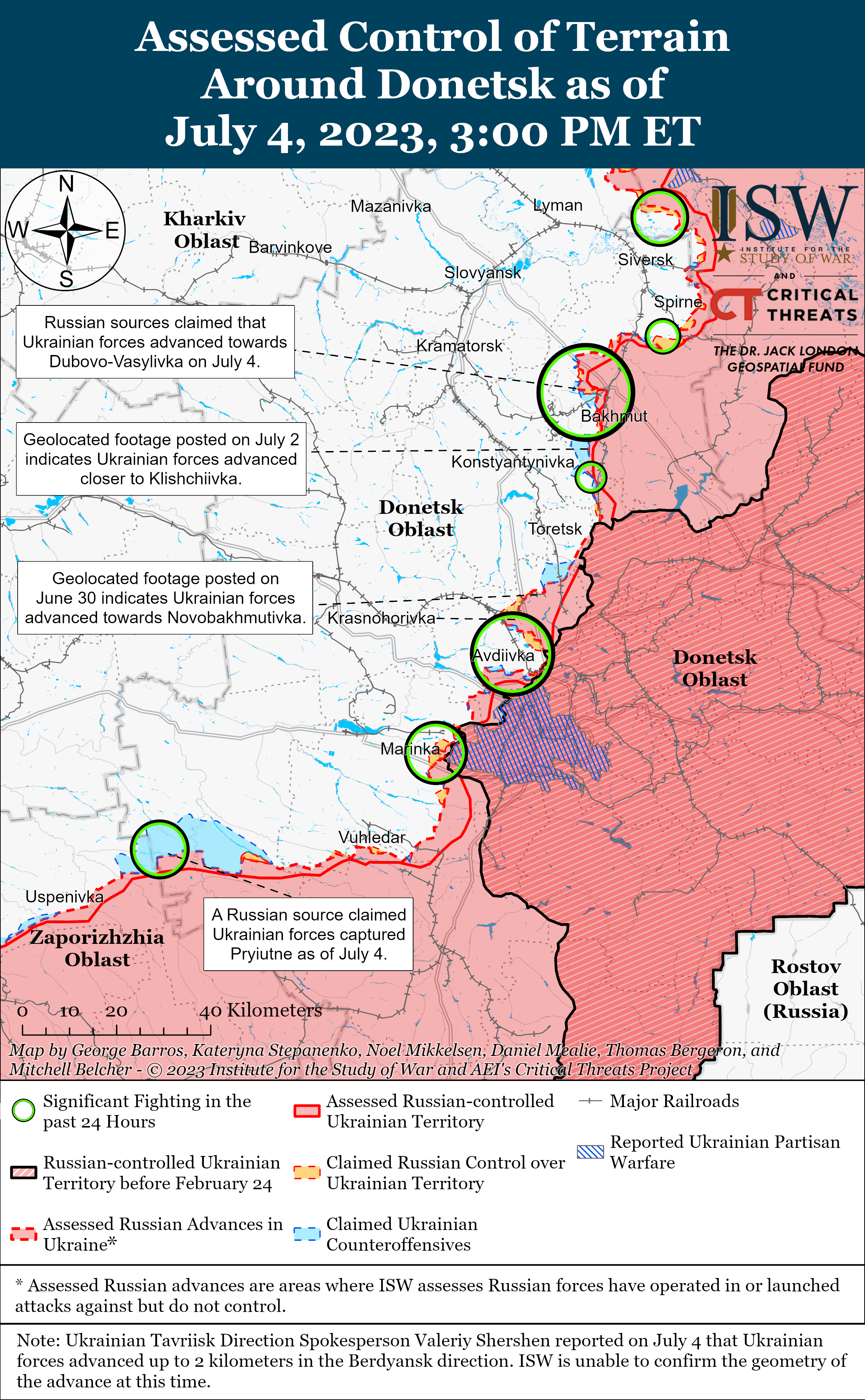 Бої на Донбасі. Карта ISW. / © 