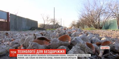 У Кілії ями на дорозі засипали черепашками рапана, які смердять за теплої погоди