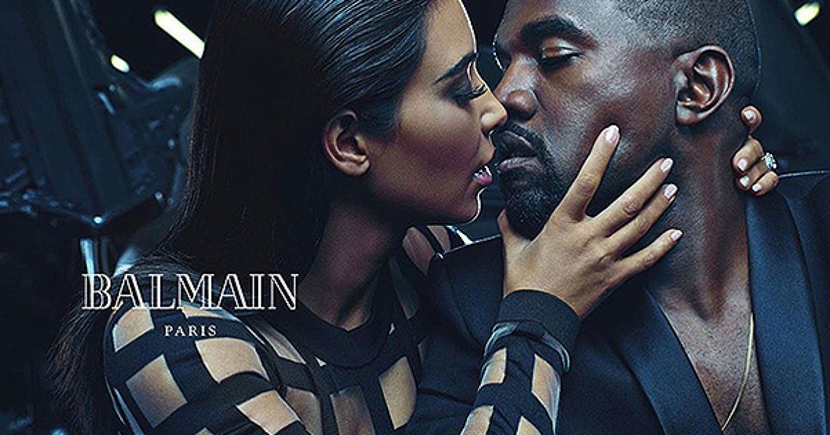 Ким Кардашьян и Канье Уэст в рекламе Balmain