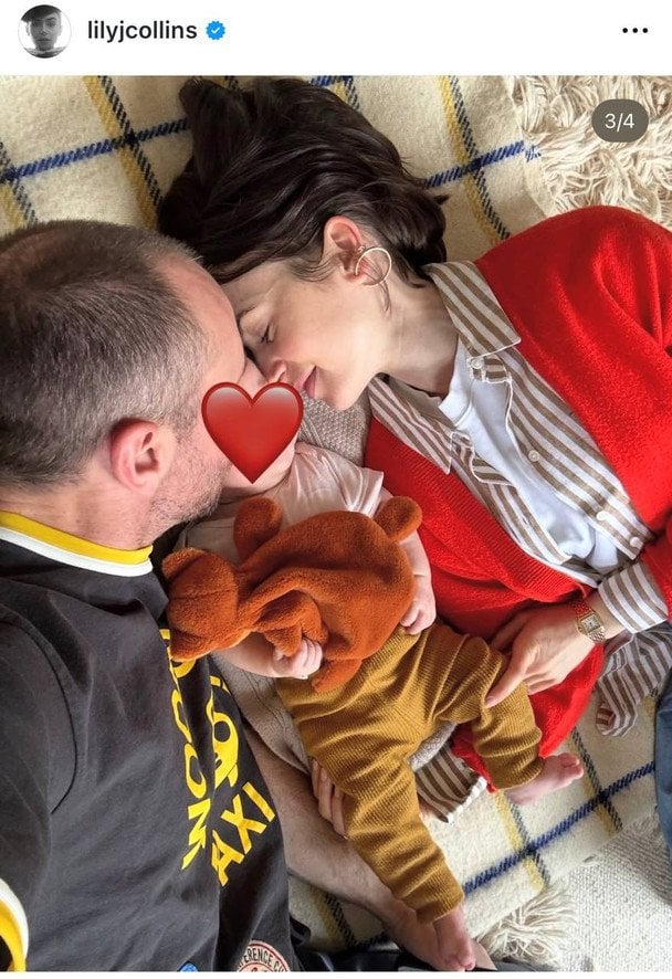 Лілі Коллінз із чоловіком і донькою / © Instagram Лілі Коллінз