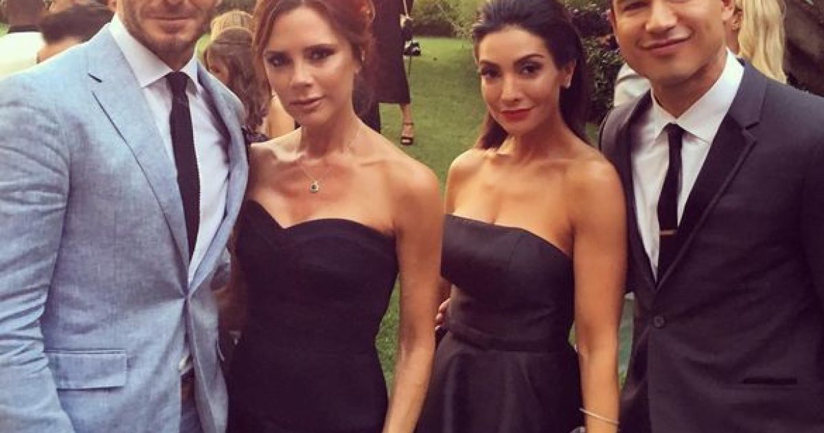 Виктория и Дэвид Бекхэм с Марио Лопезом на свадьбе Евы Лонгории