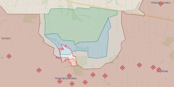 Роботине на мапі станом на 22 серпня