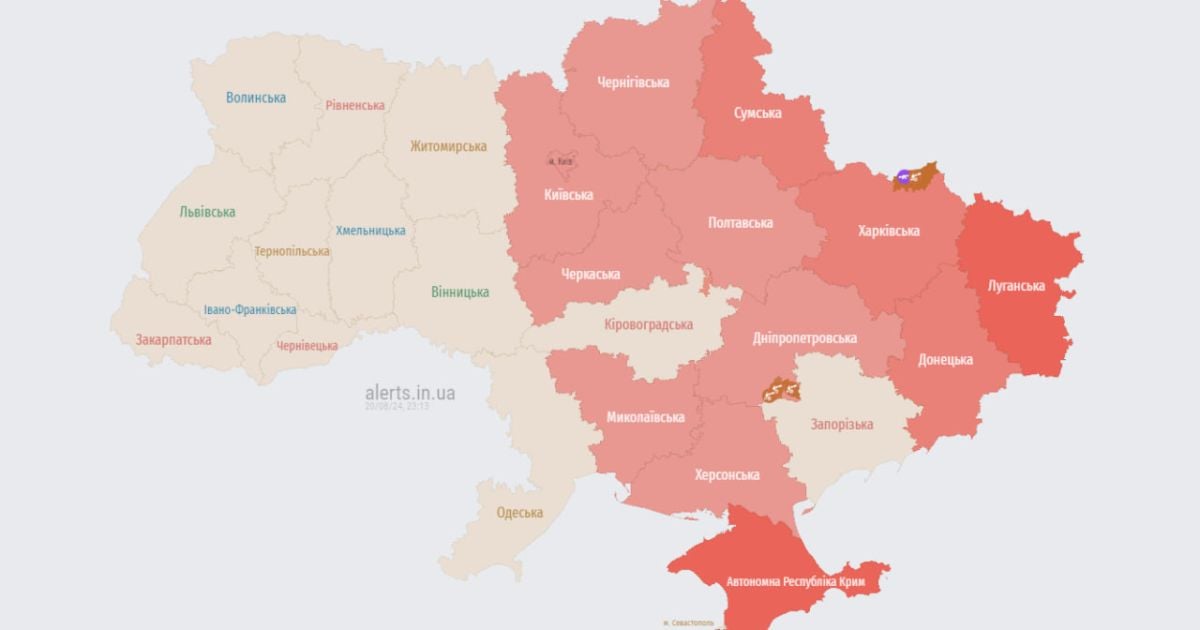 Карта тривог 20 серпня