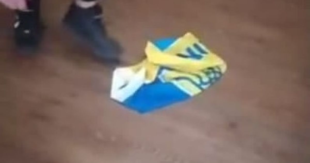 У Луцьку школяр грався трусами і поглумився з Державного прапора (відео)